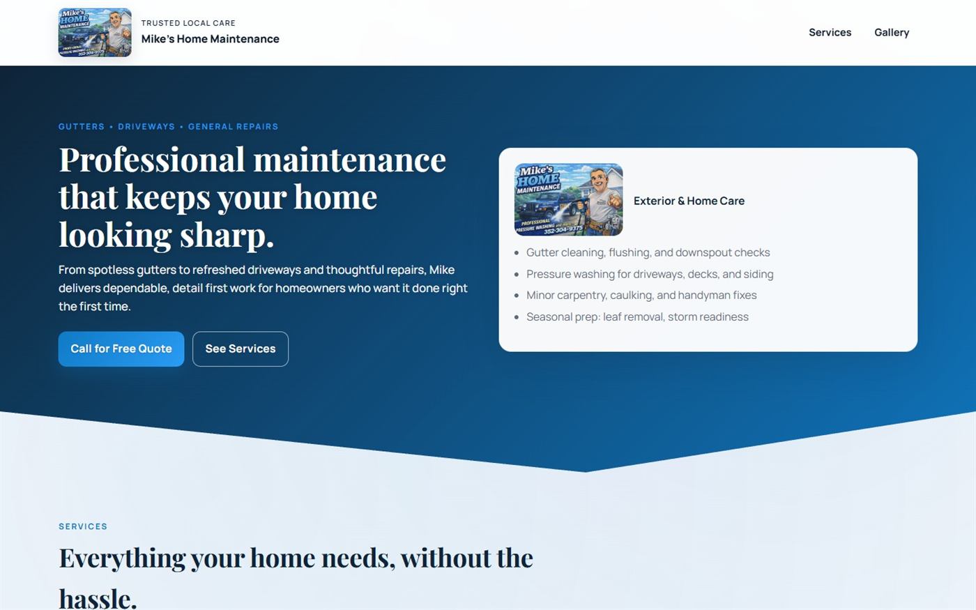 Mike's Home Maintenance website built by Richard Penland